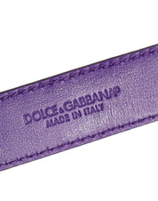 Violet Embossed Leather Gold Buckle Belt Strap Bracelet
