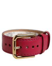 Dolce & Gabbana Red Calfskin Leather Gold Buckle Belt Strap Bracelet