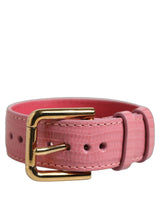 Dolce & Gabbana Pink Textured Leather Gold Buckle Belt Strap Bracelet