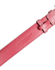 Pink Textured Leather Gold Buckle Belt Strap Bracelet