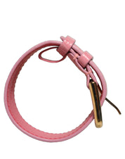 Pink Textured Leather Gold Buckle Belt Strap Bracelet