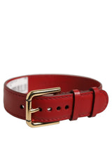 Dolce & Gabbana Red Calfskin Leather Gold Buckle Belt Strap Bracelet