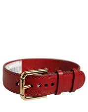 Dolce & Gabbana Red Calfskin Leather Gold Buckle Belt Strap Bracelet