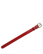 Red Calfskin Leather Gold Buckle Belt Strap Bracelet