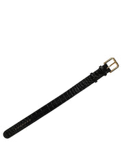 Black Textured Leather Gold Buckle Belt Strap Bracelet