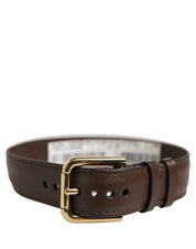 Dolce & Gabbana Brown Calfskin Leather Gold Buckle Belt Strap Bracelet