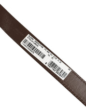 Brown Calfskin Leather Gold Buckle Belt Strap Bracelet
