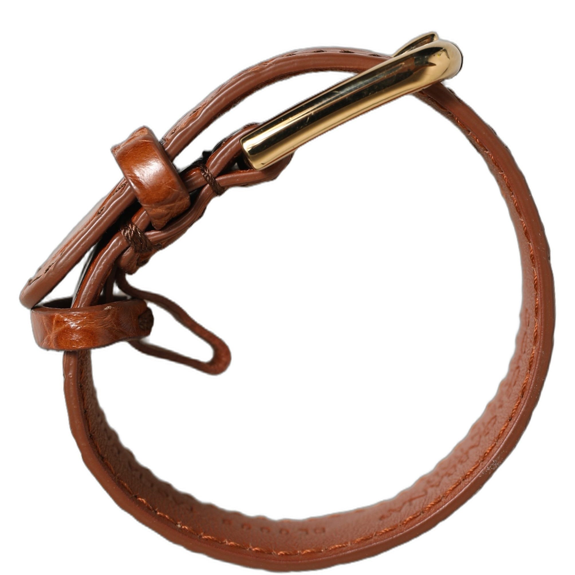 Dolce & Gabbana Brown Textured Leather Gold Buckle Belt Strap Bracelet Dolce & Gabbana