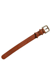 Brown Textured Leather Gold Buckle Belt Strap Bracelet