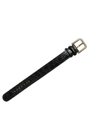 Black Textured Leather Gold Buckle Belt Strap Bracelet