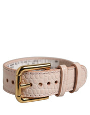 Dolce & Gabbana Pink Embossed Leather Gold Buckle Belt Strap Bracelet