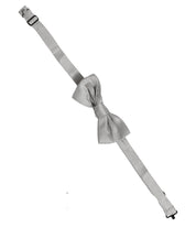 Men Gray 100% Silk Adjustable Neck Papillon Bow Tie