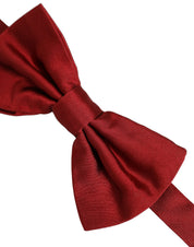 Men Red 100% Silk Adjustable Neck Papillon Bow Tie