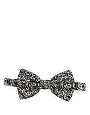 Tie Black White Paisley Silk Adjustable Neck Papillon Bow