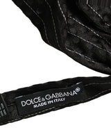 Men Black Pinstripe Silk Adjustable Neck Papillon Bow Tie