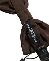 Men Brown 100% Silk Adjustable Neck Papillon Bow Tie