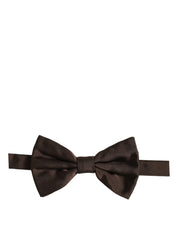 Men Brown 100% Silk Adjustable Neck Papillon Bow Tie