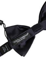 Men Black 100% Silk Adjustable Neck Papillon Bow Tie