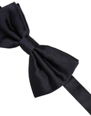 Men Black 100% Silk Adjustable Neck Papillon Bow Tie