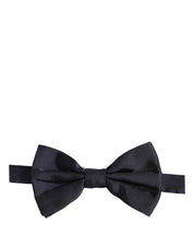 Men Dark Blue Silk Adjustable Neck Papillon Bow Tie