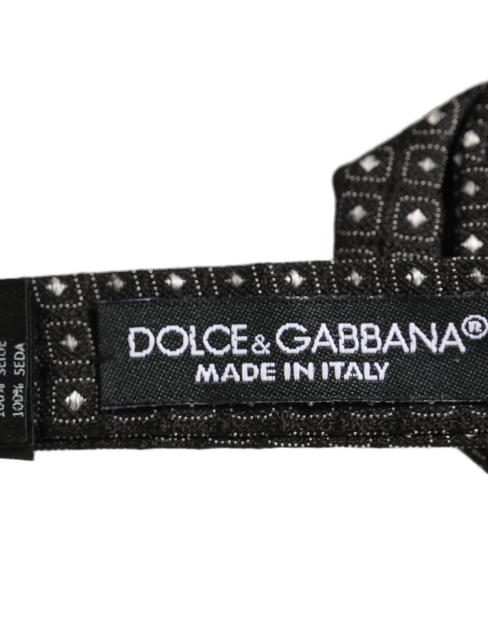 Men Black Polka Dot Silk Adjustable Neck Papillon Bow Tie