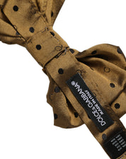 Men Brown Polka Dot Silk Adjustable Neck Papillon Bow Tie