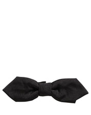 Men Black 100% Silk Adjustable Neck Papillon Bow Tie