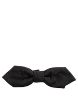 Men Black 100% Silk Adjustable Neck Papillon Bow Tie