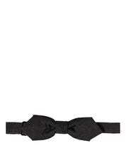 Men Black 100% Silk Adjustable Neck Papillon Bow Tie