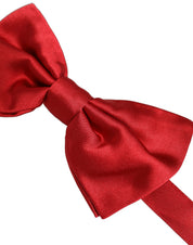Men Red 100% Silk Adjustable Neck Papillon Bow Tie