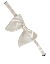Men White 100% Silk Adjustable Neck Papillon Bow Tie