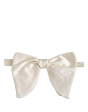 Men White 100% Silk Adjustable Neck Papillon Bow Tie