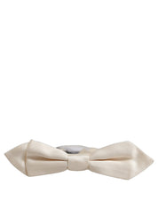 Men White 100% Silk Adjustable Neck Papillon Bow Tie