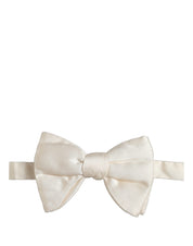 Men White 100% Silk Adjustable Neck Papillon Bow Tie