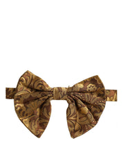 Men Brown Floral Silk Adjustable Neck Papillon Bow Tie