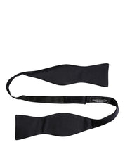 Men Black 100% Silk Adjustable Neck Papillon Bow Tie