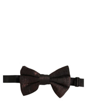 Men Brown 100% Silk Adjustable Neck Papillon Bow Tie