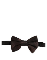 Men Brown 100% Silk Adjustable Neck Papillon Bow Tie