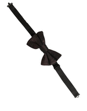 Men Brown 100% Silk Adjustable Neck Papillon Bow Tie