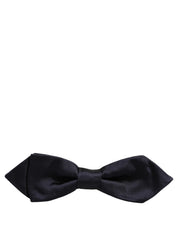Men Dark Blue 100% Silk Adjustable Neck Papillon Bow Tie