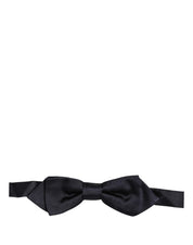 Men Dark Blue 100% Silk Adjustable Neck Papillon Bow Tie