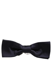 Men Dark Blue 100% Silk Adjustable Neck Papillon Bow Tie