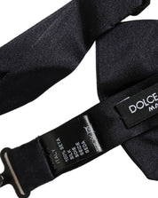 Men Black 100% Silk Adjustable Neck Papillon Bow Tie