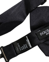 Men Black 100% Silk Adjustable Neck Papillon Bow Tie