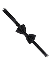 Men Black 100% Silk Adjustable Neck Papillon Bow Tie