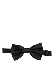 Men Black 100% Silk Adjustable Neck Papillon Bow Tie