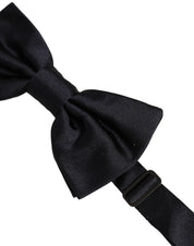 Men Black 100% Silk Adjustable Neck Papillon Bow Tie