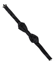 Men Black 100% Silk Adjustable Neck Papillon Bow Tie