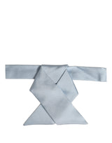 Men Light Blue SIlk Adjustable Neck Papillon Bow Tie