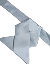 Men Light Blue SIlk Adjustable Neck Papillon Bow Tie